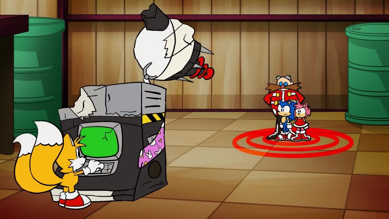 Eggman finally hit Sonic with his death ray - then he shrunk himself too