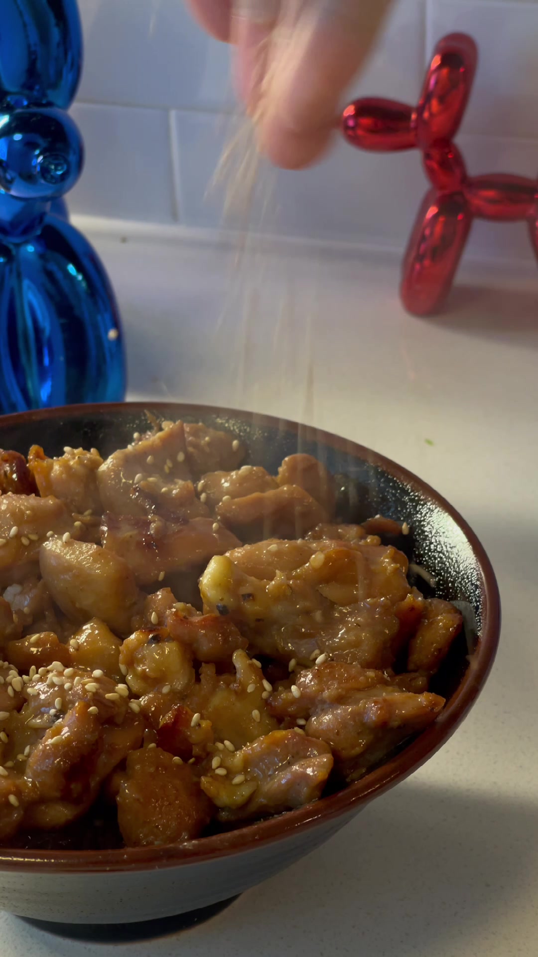 Easy chicken rice bowl with a sweet and savory glaze