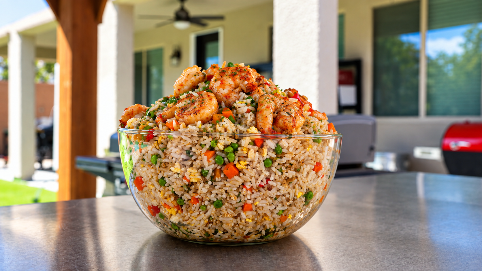 Hibachi-style shrimp and crab fried rice