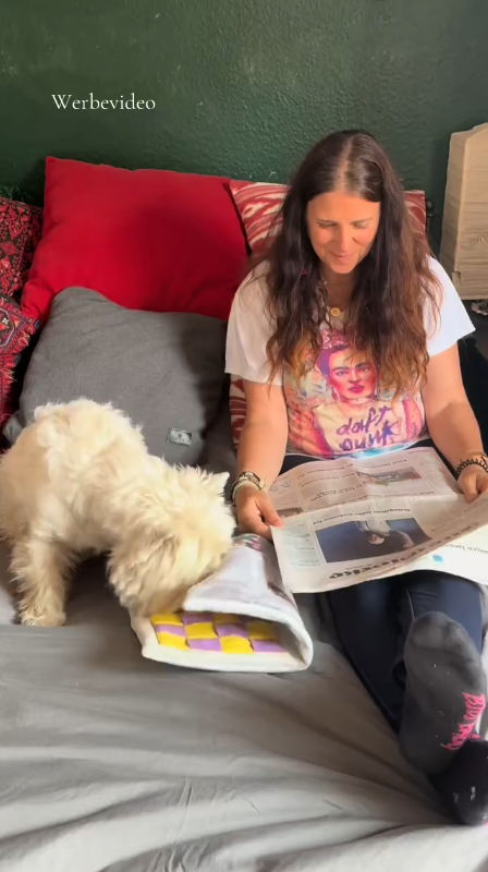 Morning routine with a dog and healthy breakfast