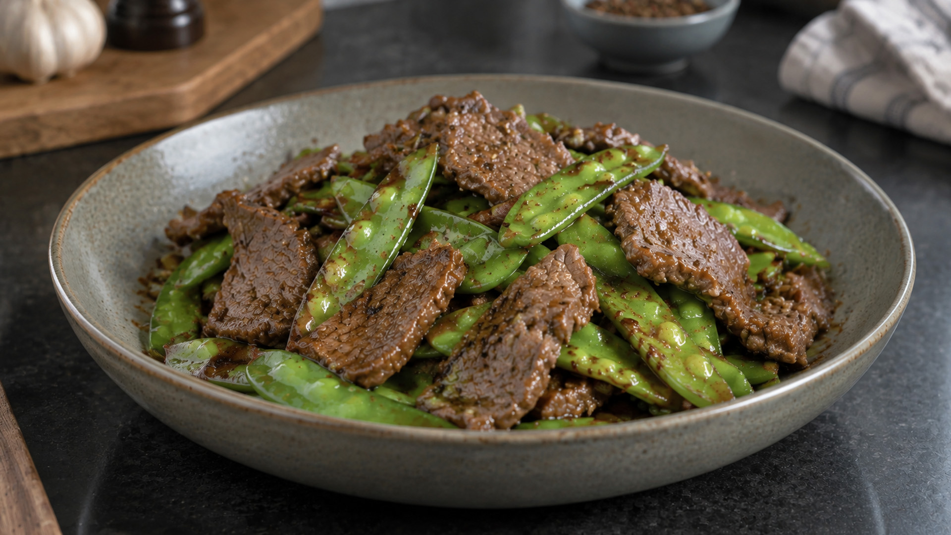 Snow peas keep this beef stir fry fresh and crisp