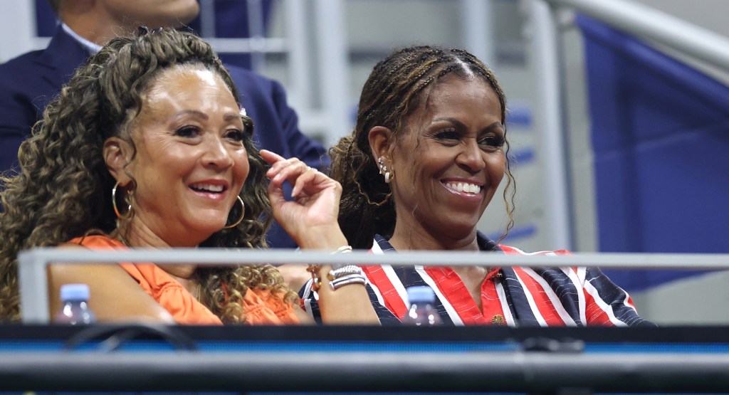 Michelle Obama does striped styling at the US Open 2026