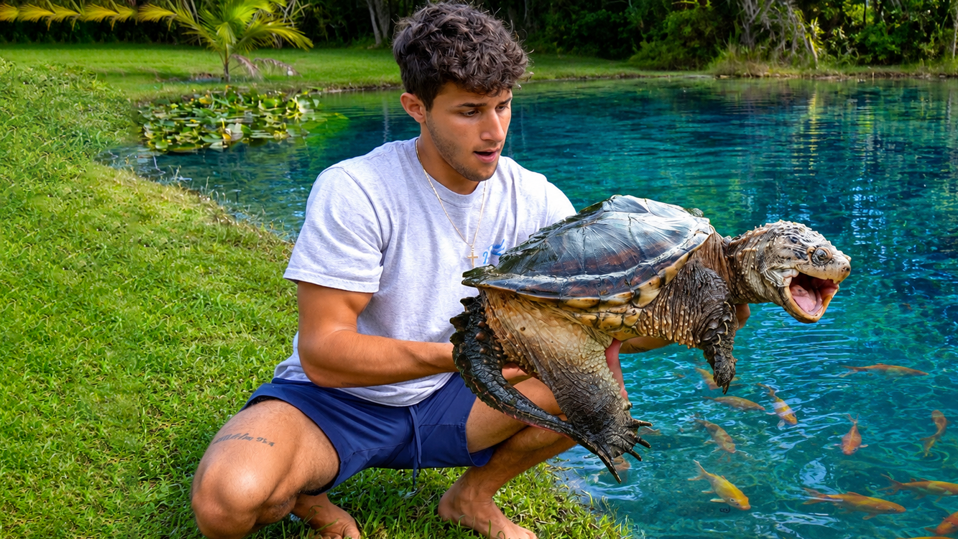 This giant snapping turtle showed up out of nowhere