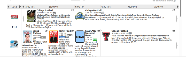 KELO-TV Saturday programming note