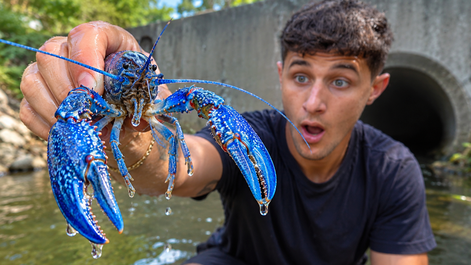 Discovering a 1 in a million blue lobster!