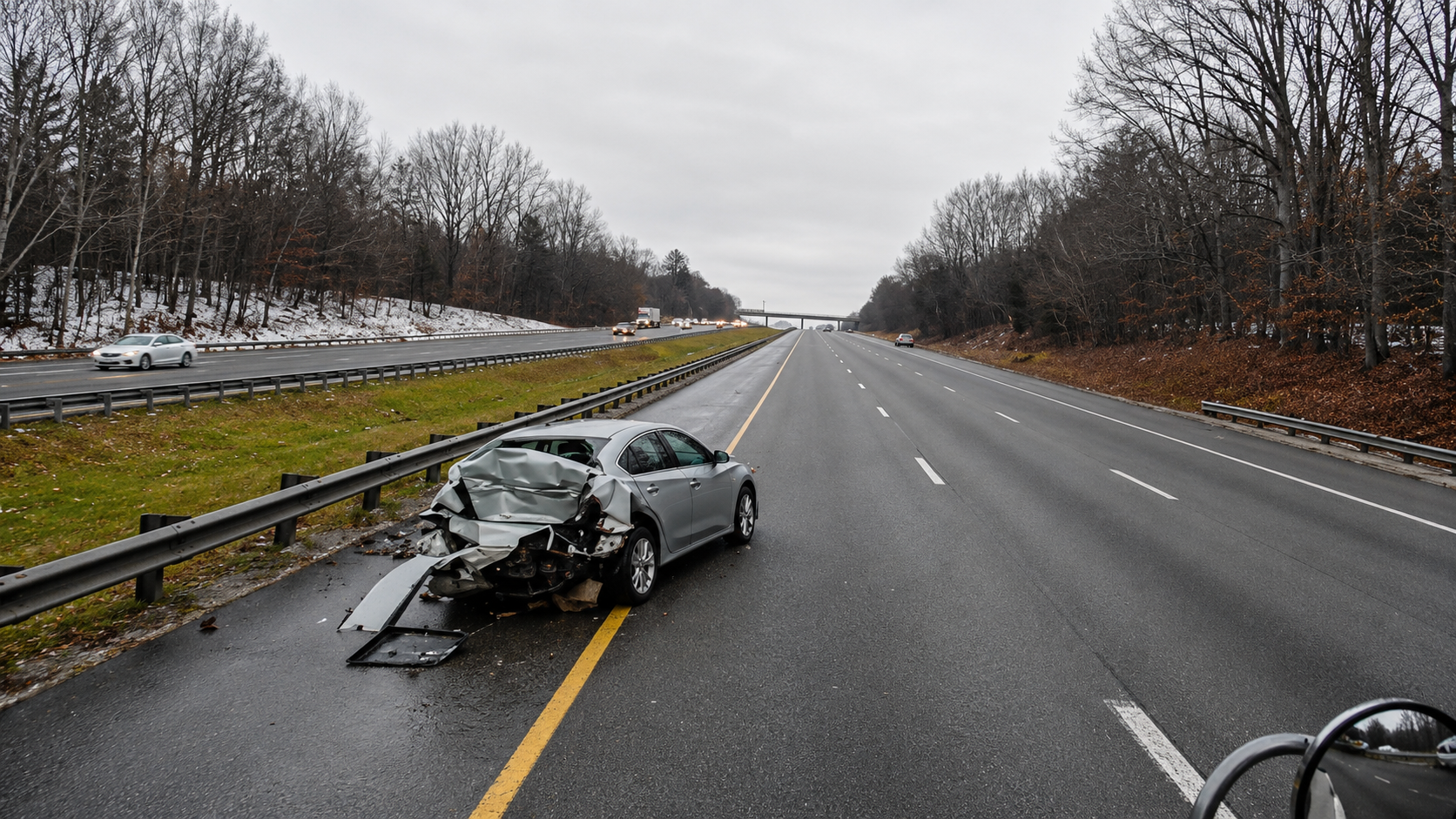 Watch the moment a car cuts off a truck... then things go wrong