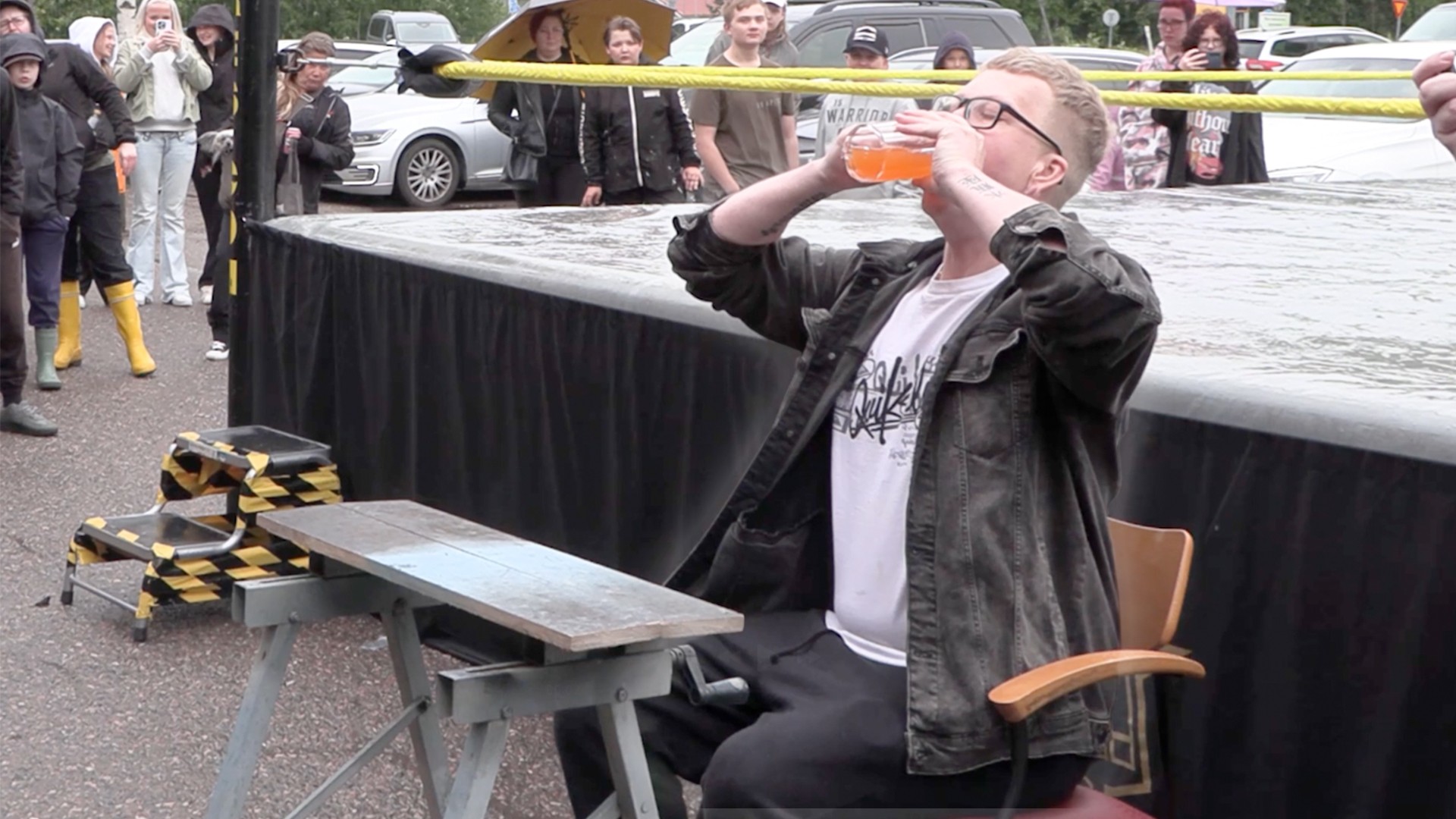 Fastest time to drink 500ml of soda - 3.16 seconds by Tomi Kotilainen