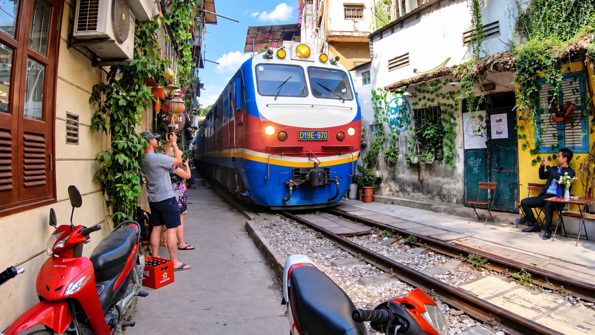 Ulica Pociągów w Hanoi z Tuż Obok Torów (4K)