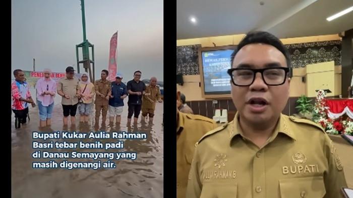 [VIRAL] Aulia Rahma Basri bupati Kutai Kartanegara   tabur benih padi 1 ton Di Danau