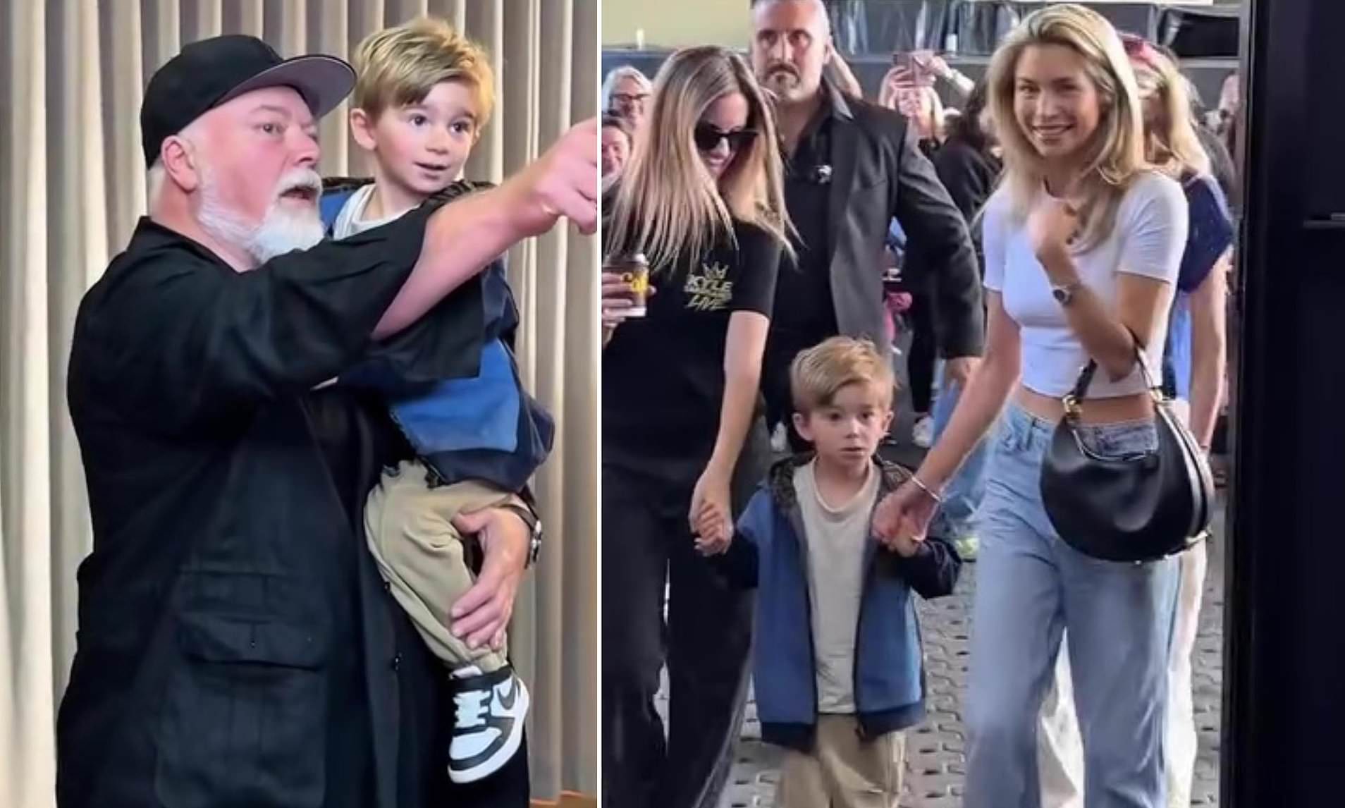 Kyle Sandilands' wife Tegan Kynaston flashes her toned abs with son Otto at meet-and-greet