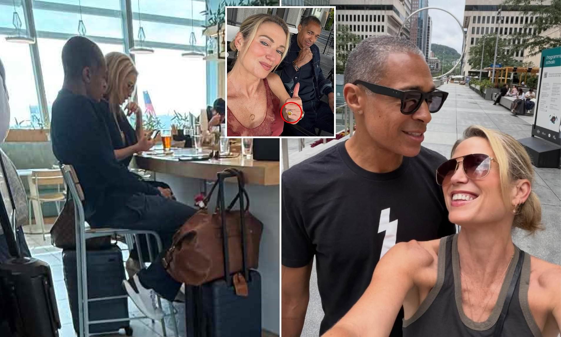 Amy Robach and TJ Holmes are still inseparable as they're seen at airport with matching luggage