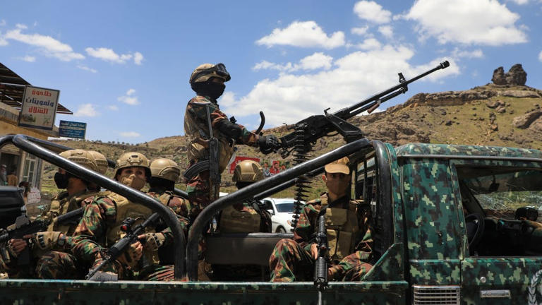 Iran-backed Houthi forces launched a rapid offensive along Yemen’s western coast, seized the strategic port of Mocha and captured Perim Island in the Bab el-Mandeb Strait. (AP Photo/STR)