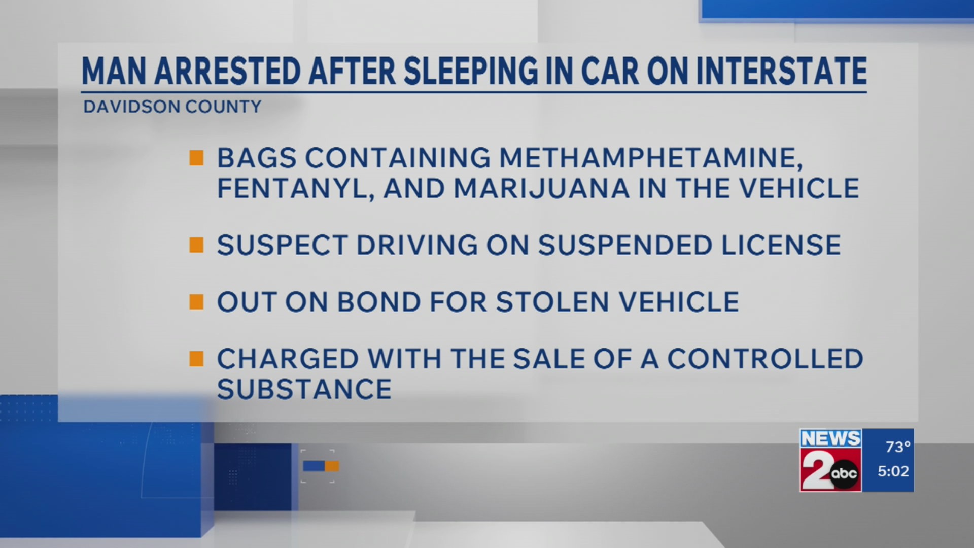 Man arrested after sleeping in car on interstate
