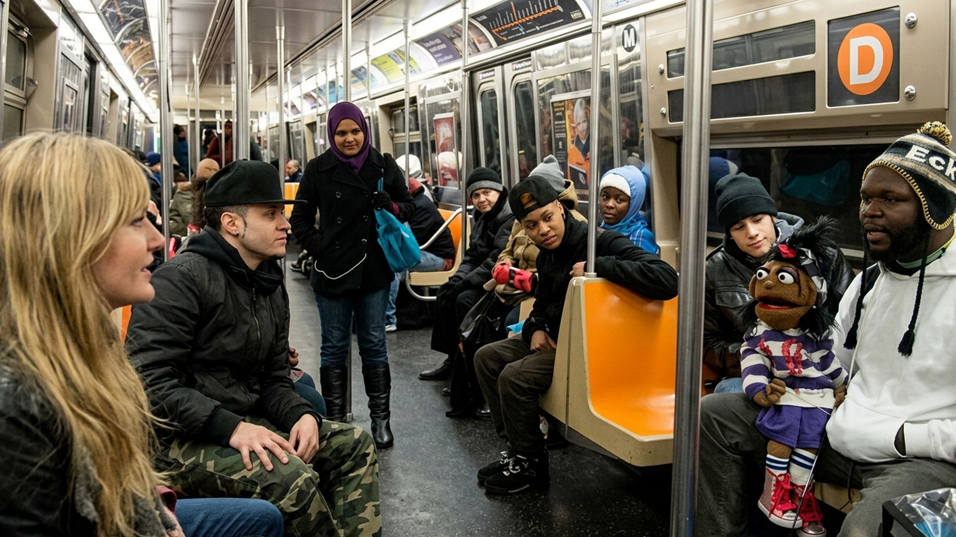 Ventriloquist puppet prank entertains subway riders