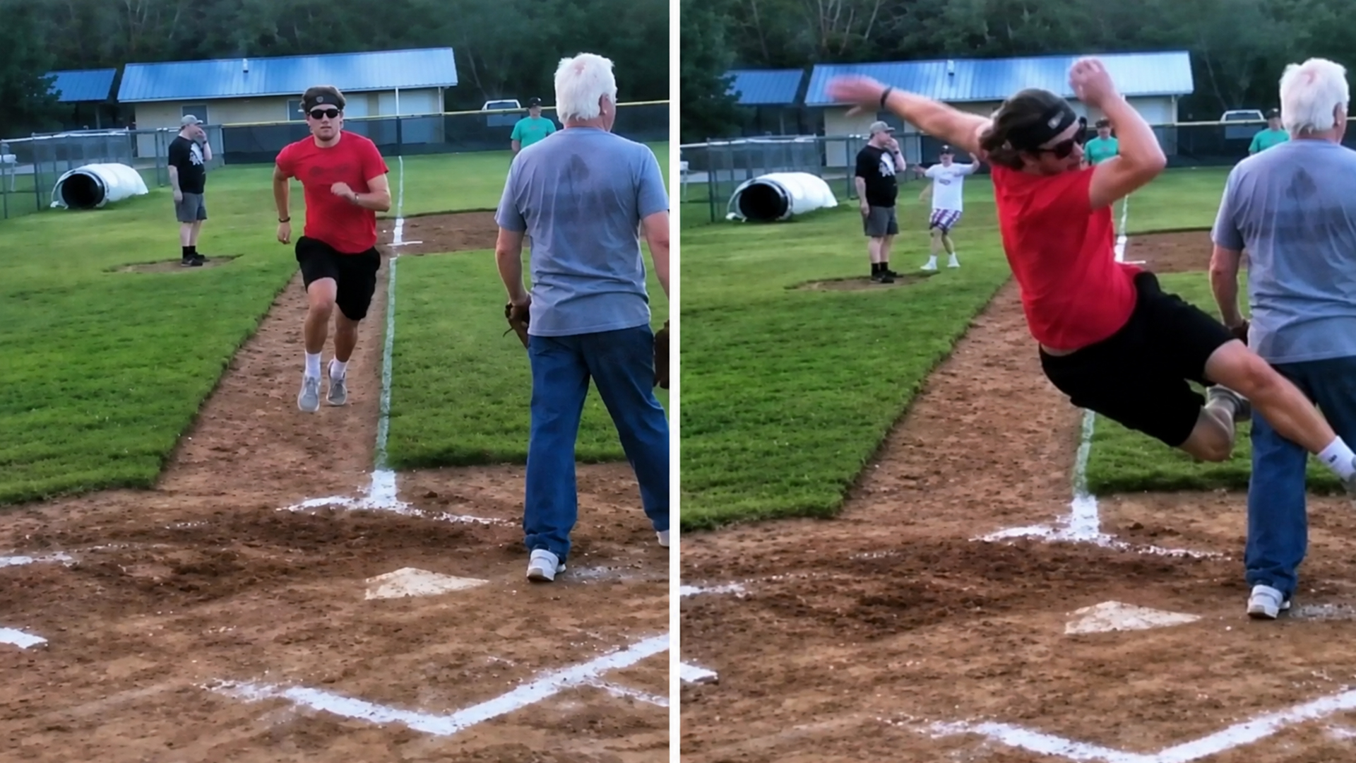 Baseball collision at home plate is caught live on camera