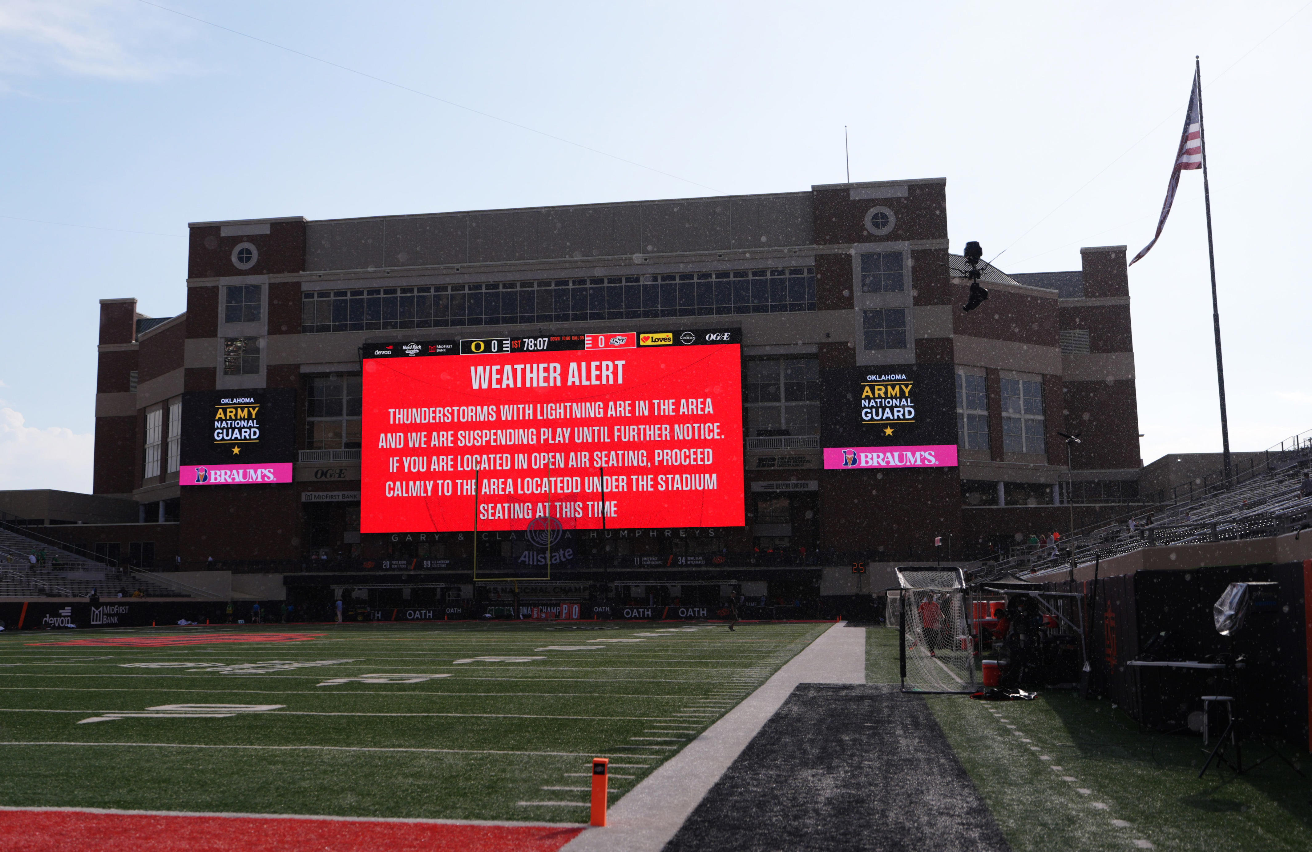 Oklahoma State vs Oregon football game in weather delay: Latest updates ...