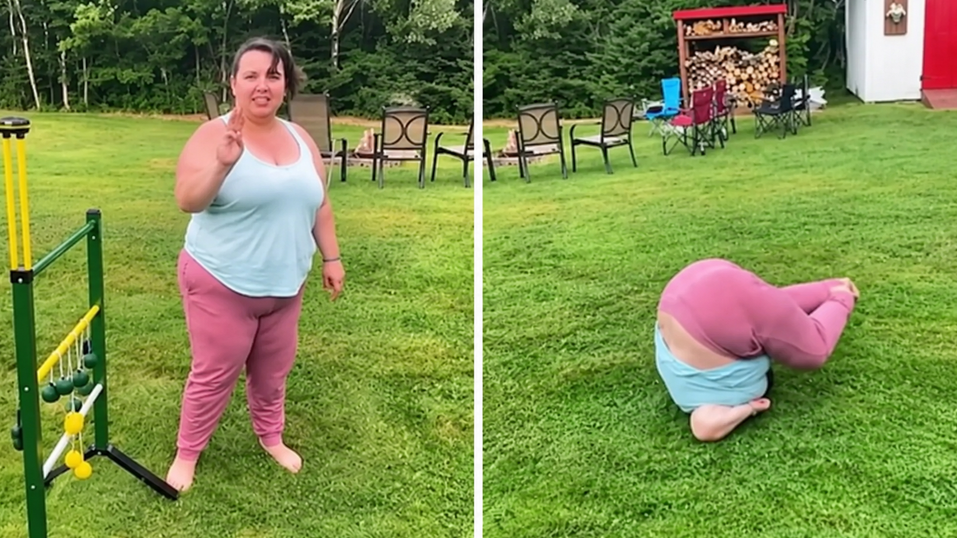 Her attempted roll became an uncontrolled tumble