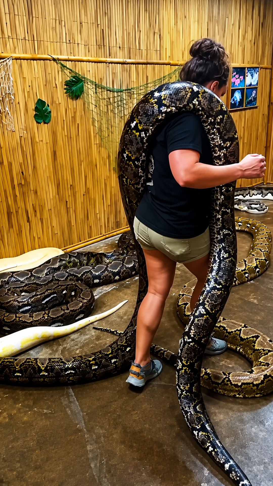 Massive python meets other giant pythons for the first time