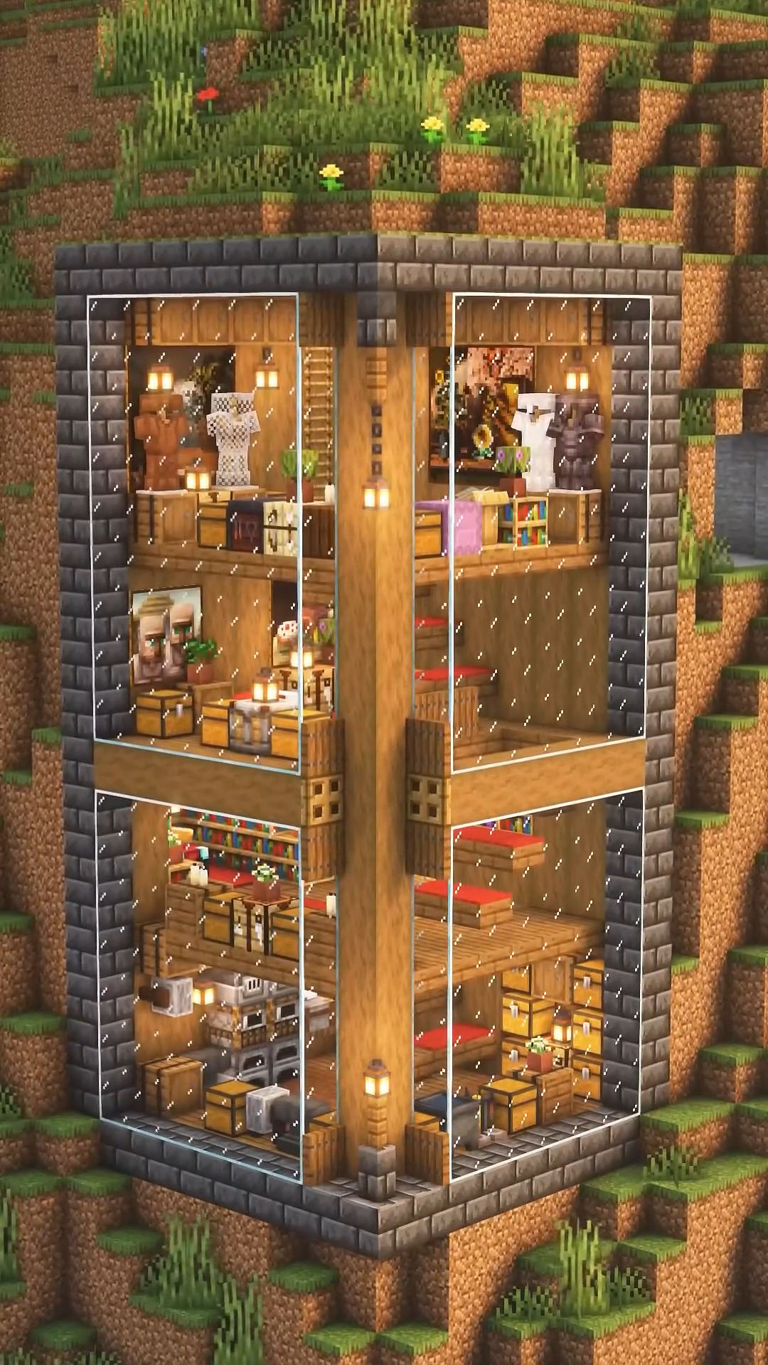 Minecraft glass cliff base with stunning interior design