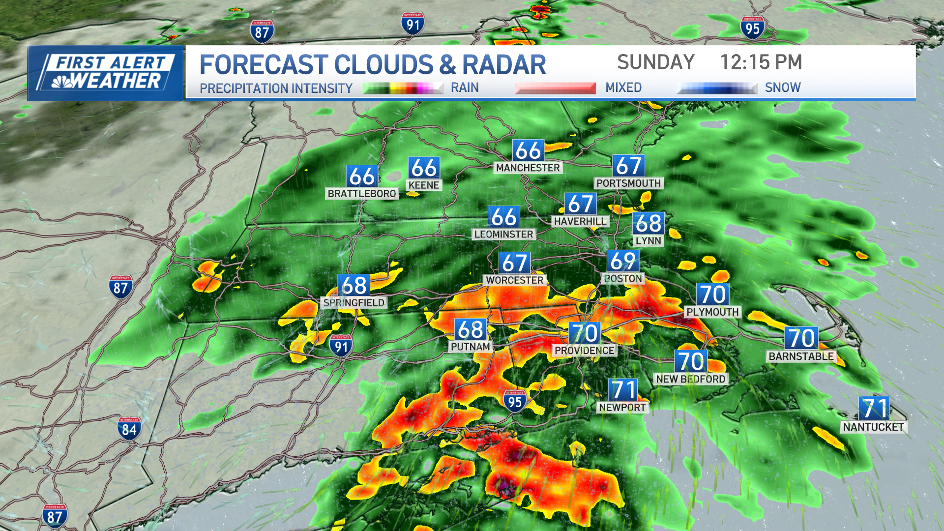 First alert: Heavy rain brings flood risk to Boston, Mass., RI (Live radar)