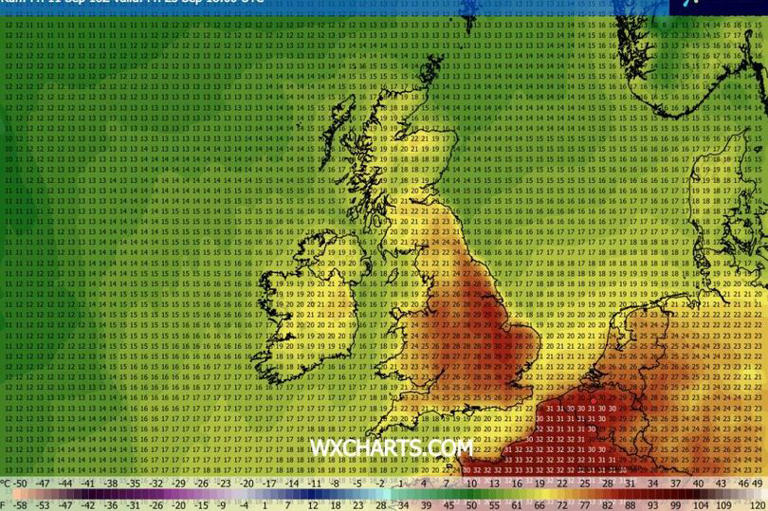UK weather maps show 30C heat surge as 20 counties could hit 28C – see ...