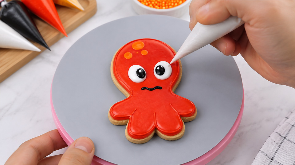 Make an adorable sea creature cookie with smooth royal icing details