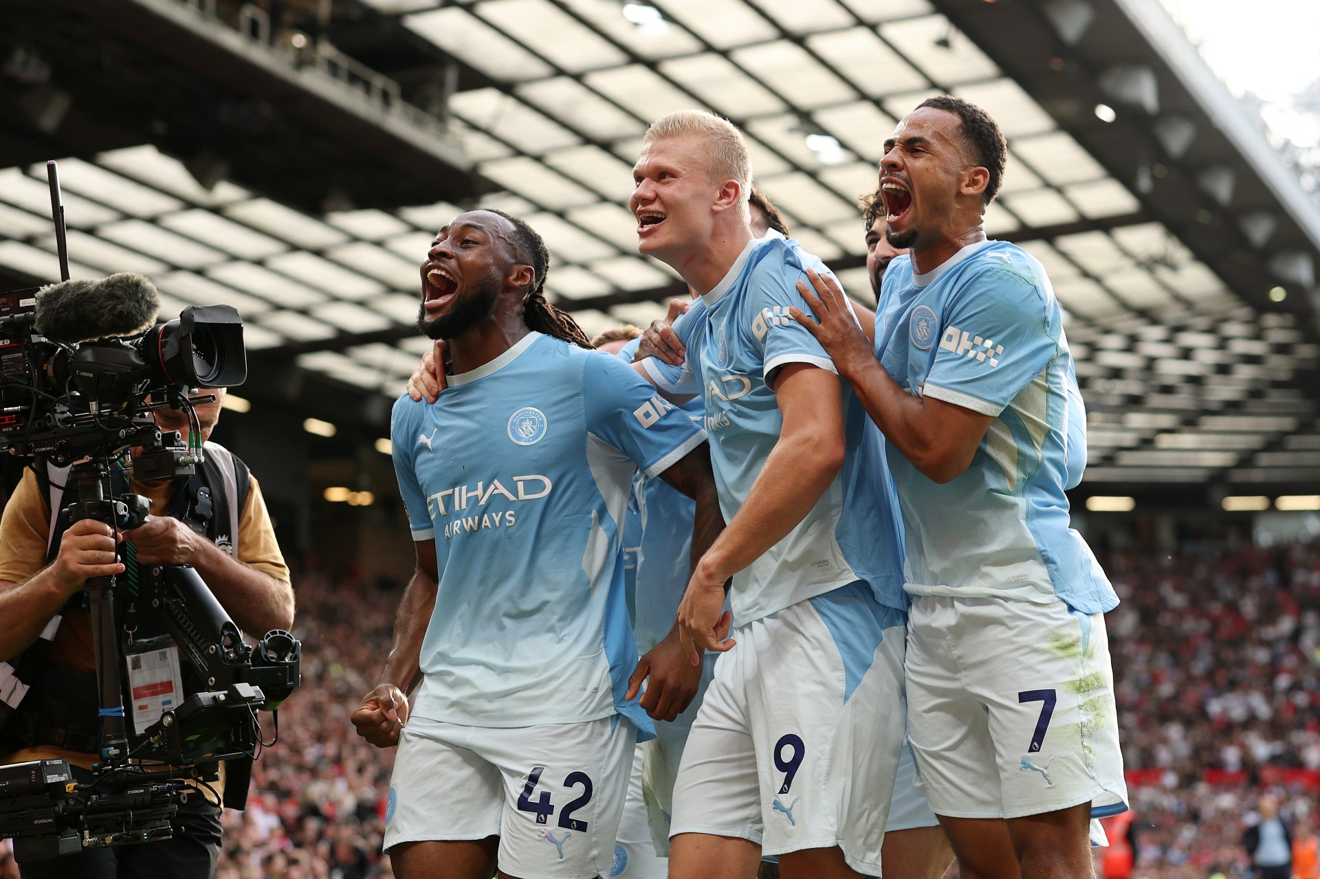 Haaland scored a controversial winning goal in City’s derby victory (Picture: Getty)