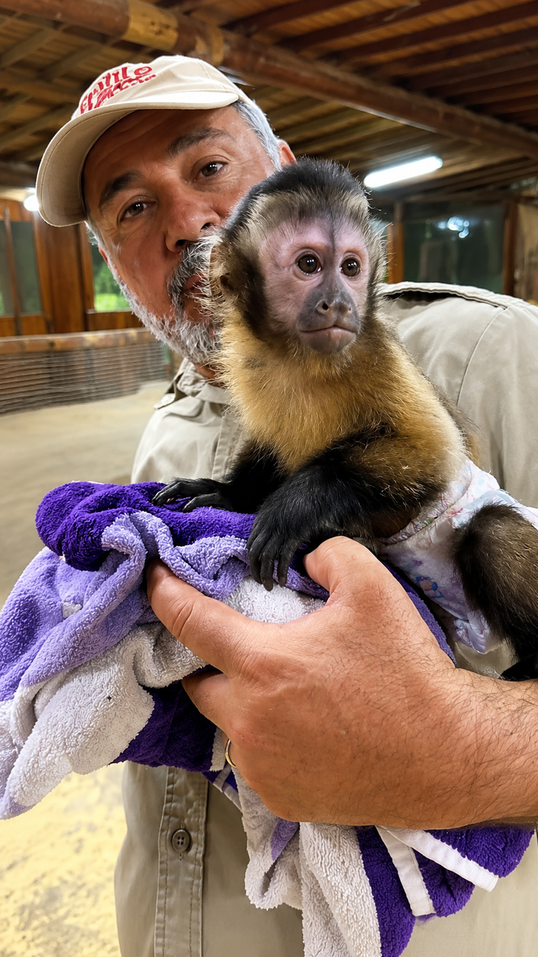Baby capuchin bedtime routine shows tiny monkey drinking warm milk