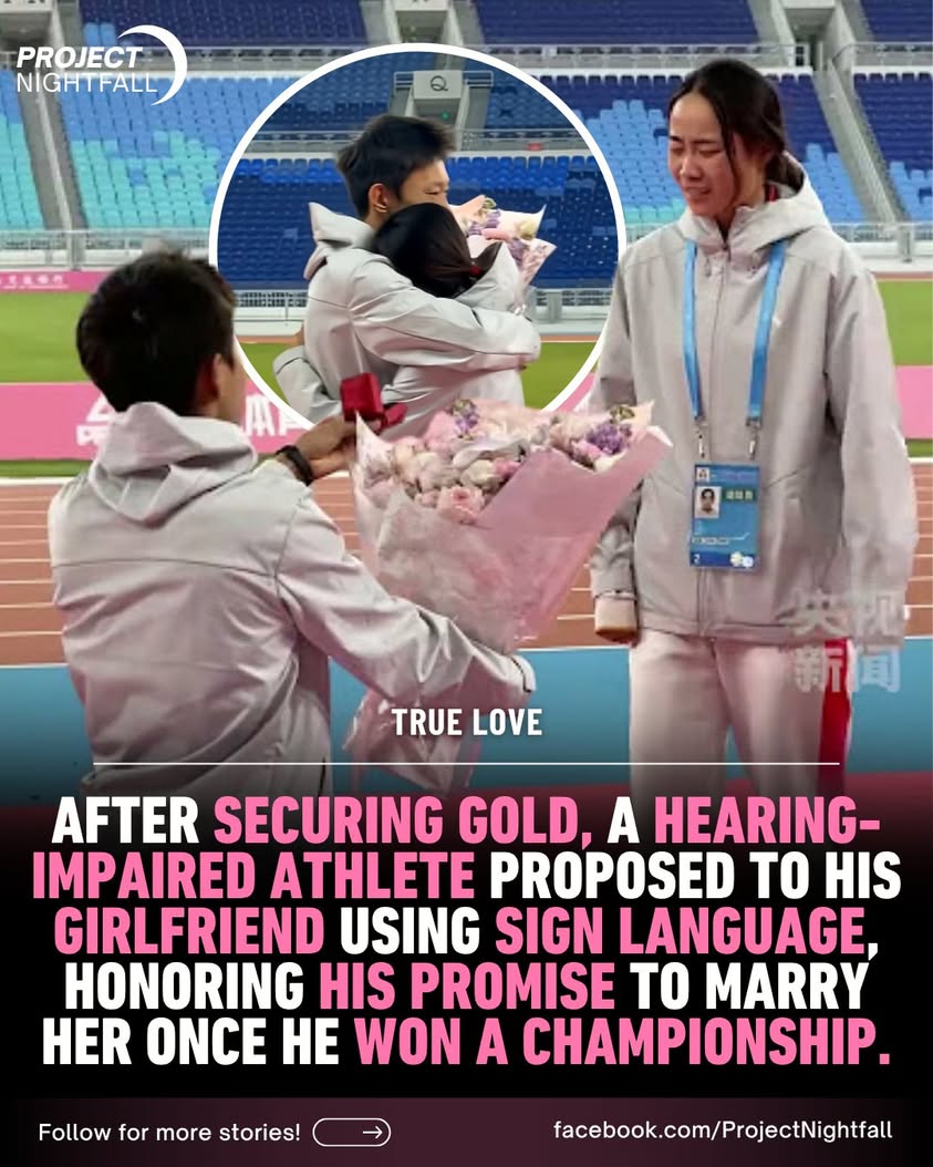 Deaf athlete wins gold, proposes in stadium's loudest silence!