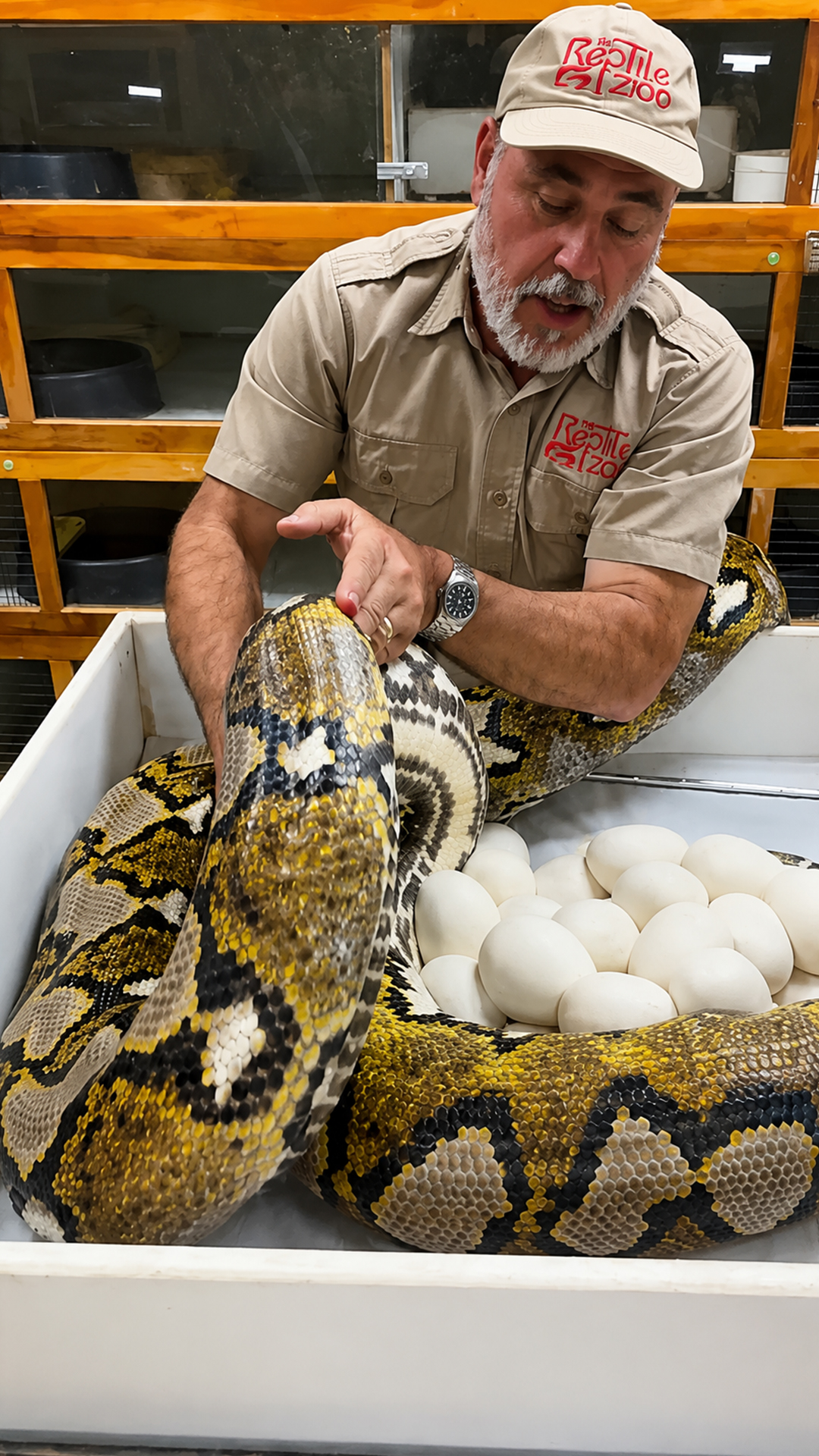 When gathering python eggs takes a dangerous turn with a bite