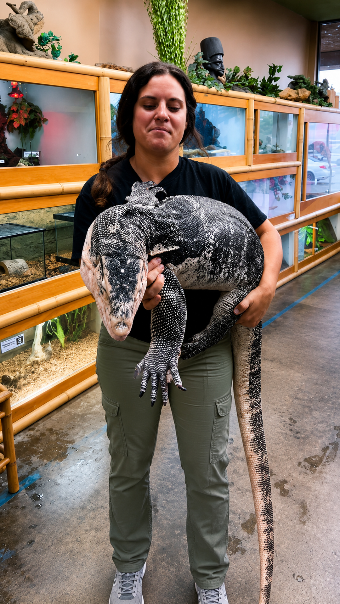 Monitor lizard swimming session interrupts routine handling