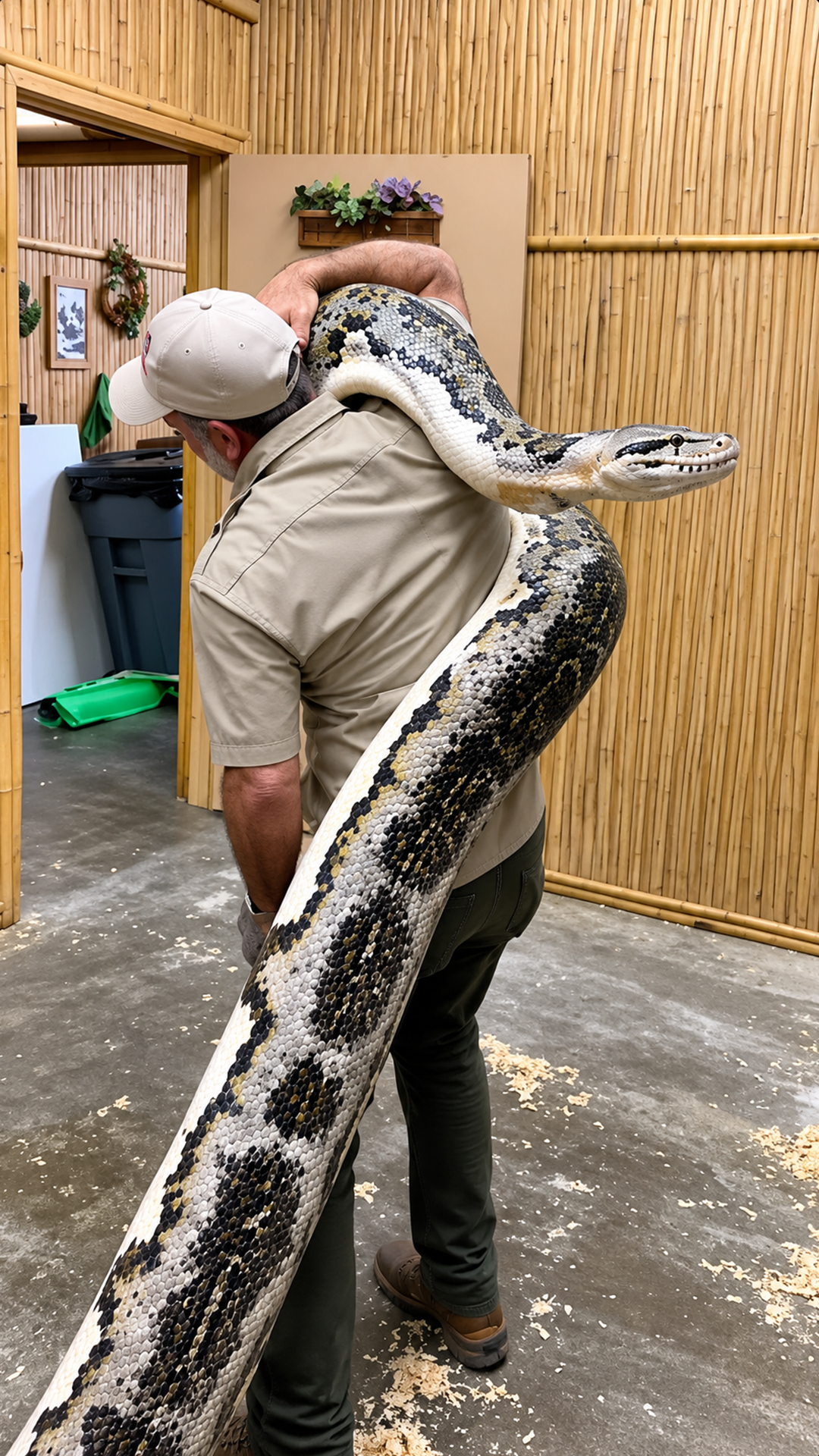 Carrying a huge python proves how much strength is needed