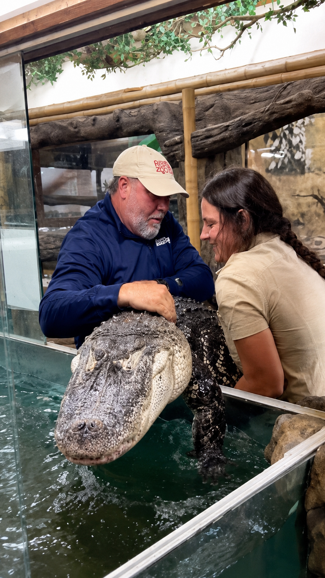 Moving a giant alligator turns into an unexpected two-person job
