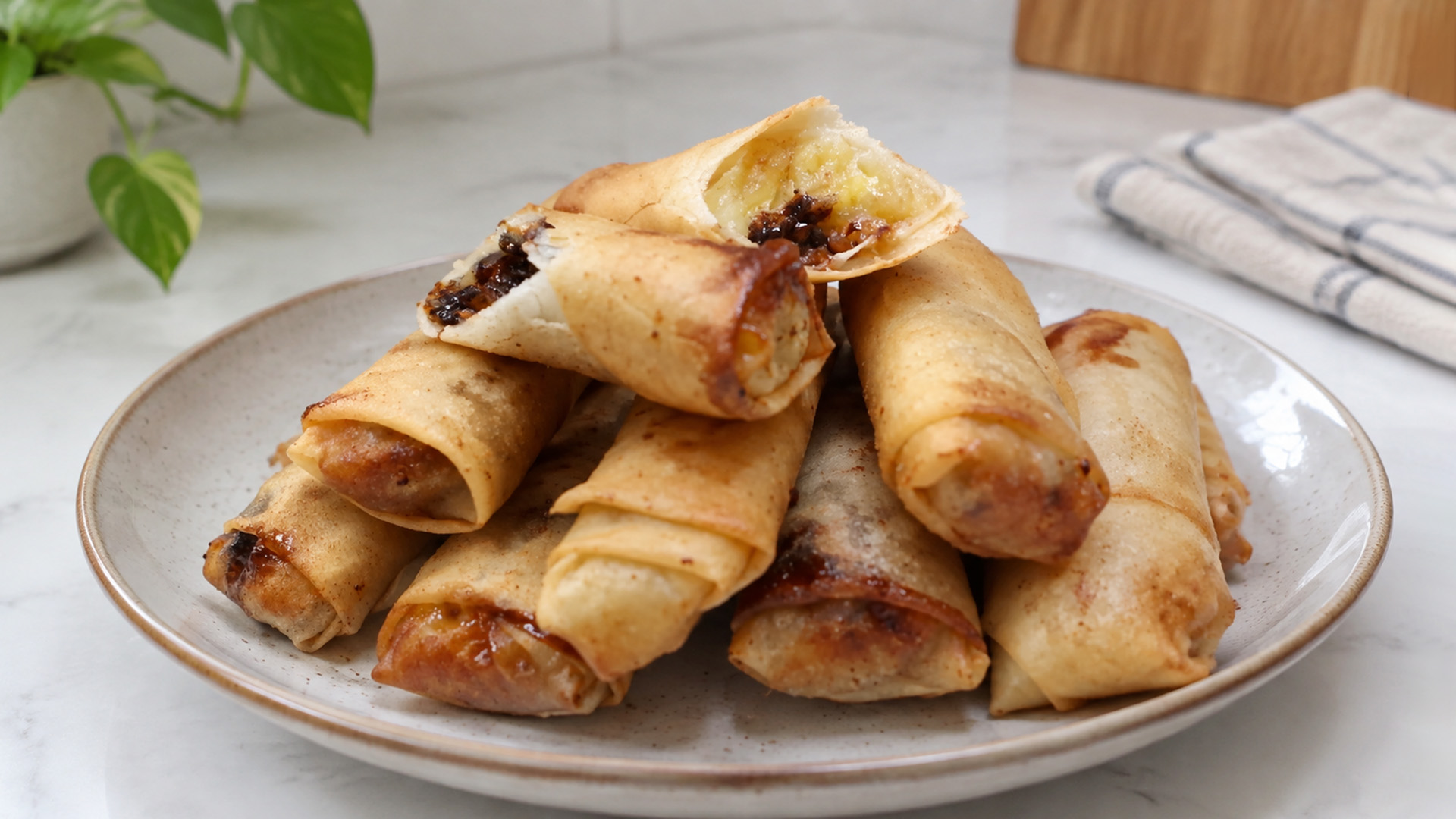 Chocolate melts perfectly inside these crispy rolls