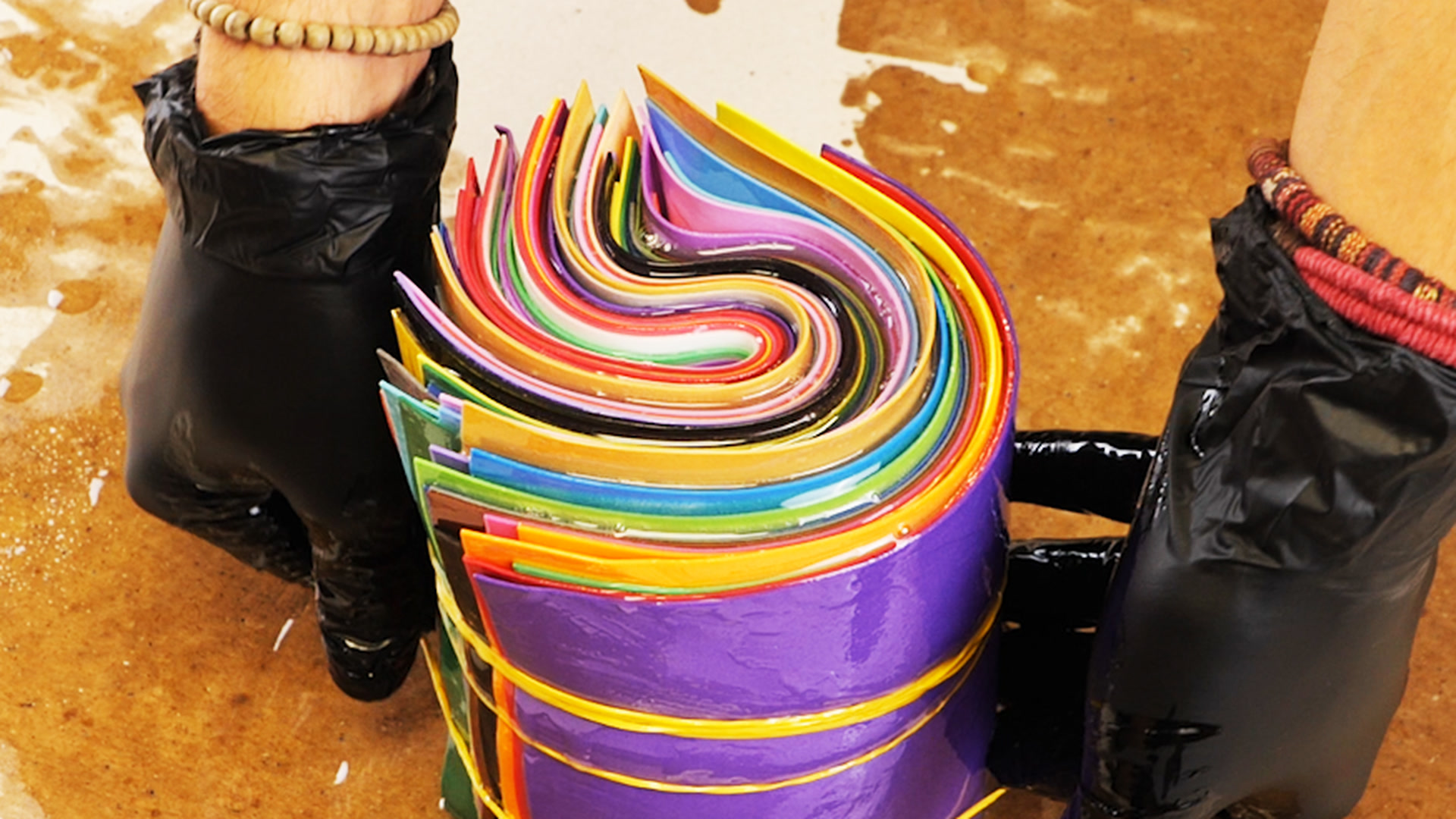 Amazing multifunctional car gear shift knob made of rainbow paper