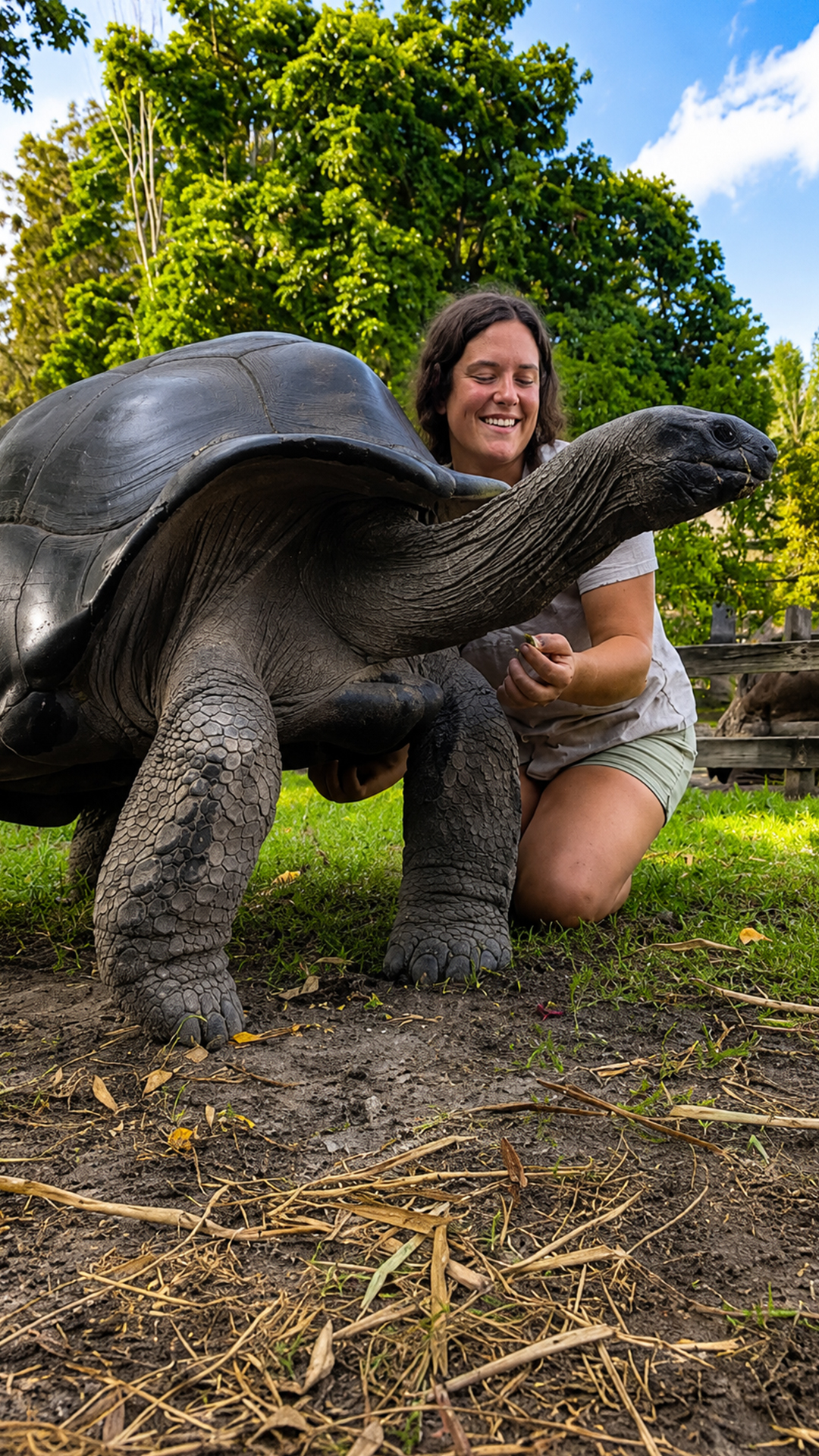Massive 500 pound giant tortoise showcases unbelievable body mass