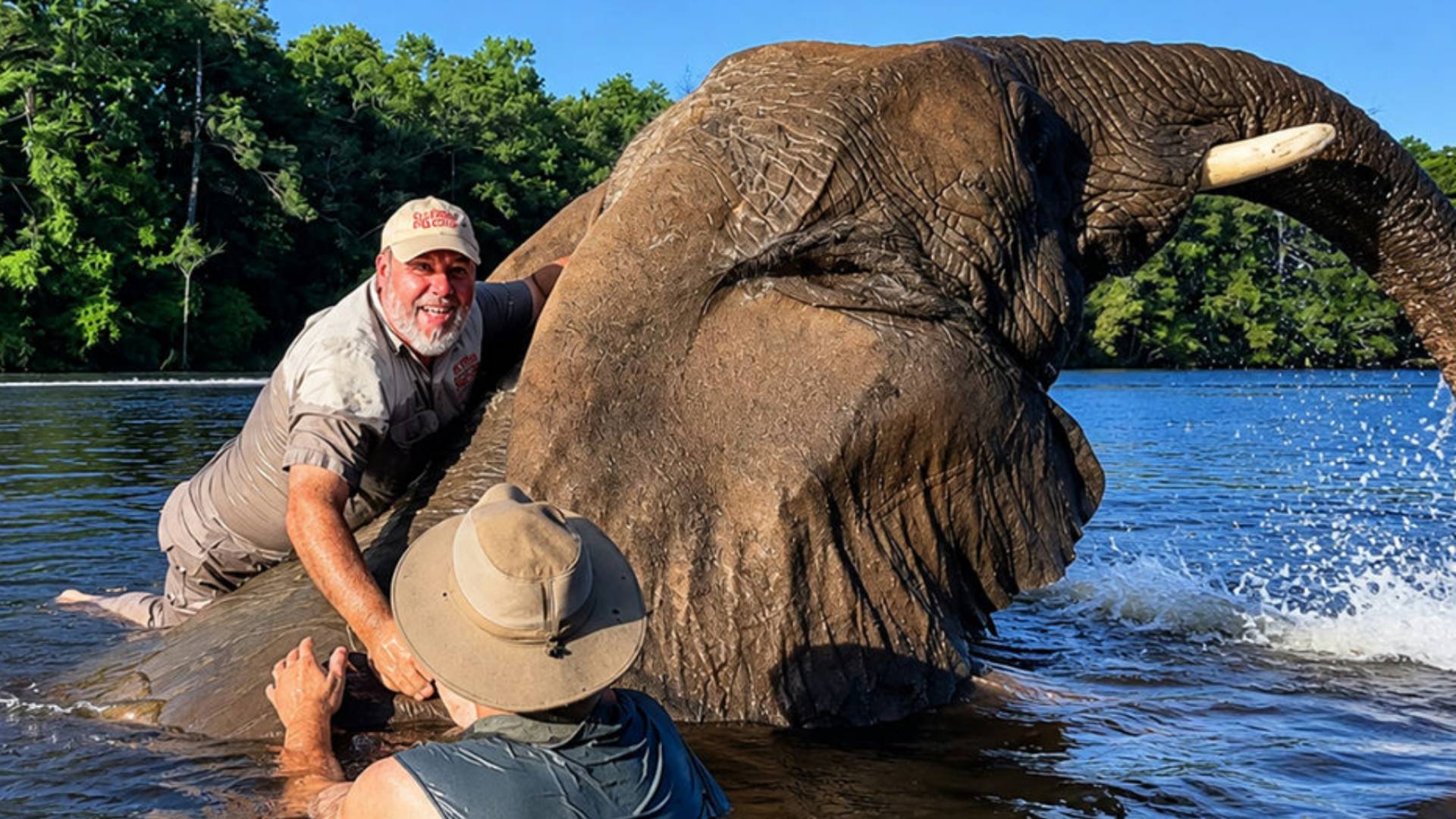 Massive elephant demonstrates the true power of its trunk