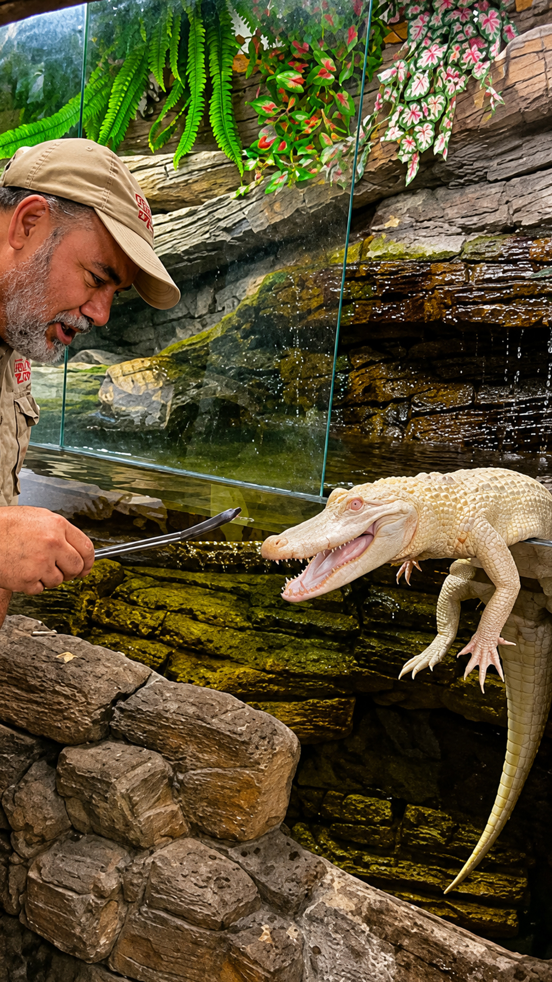 Aggressive juvenile alligators scramble for meat during feeding time