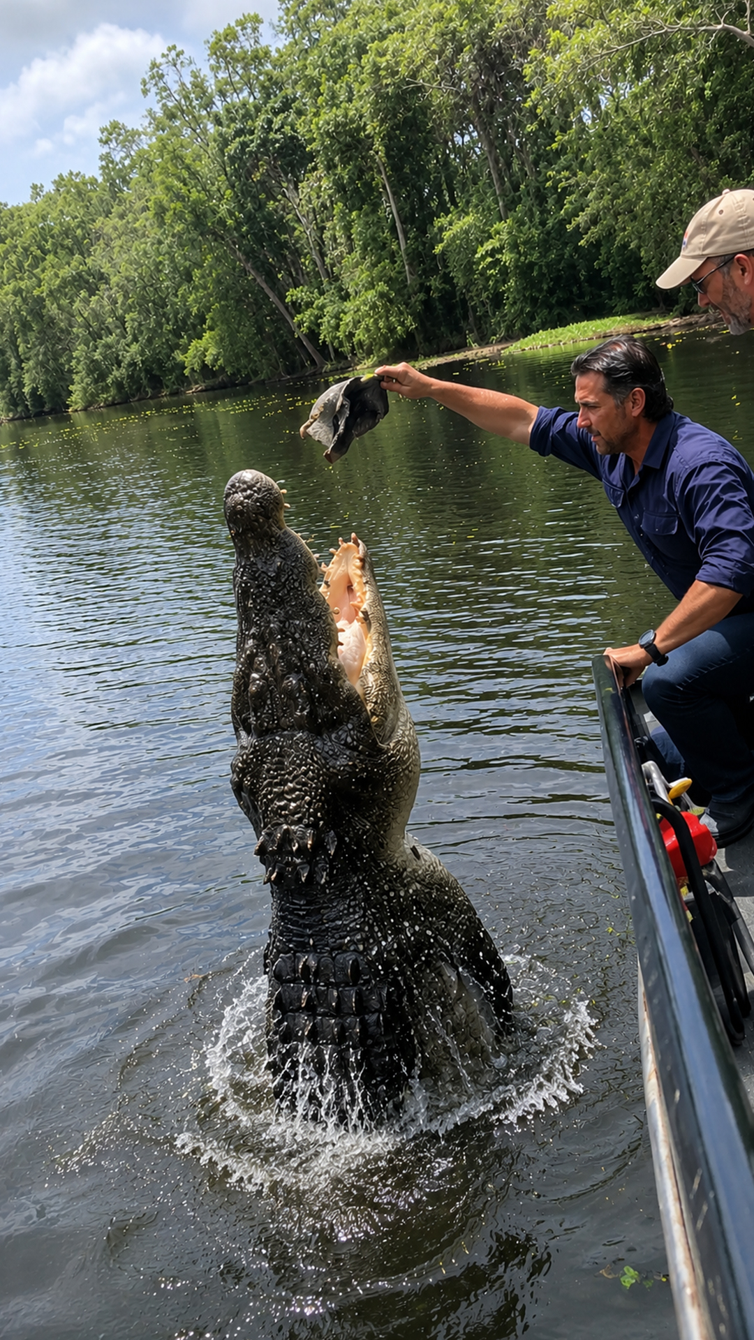 Matt Wright crocodile encounter lures an absolute river monster to boat