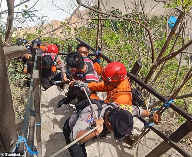 Rescuers had to carry Ms Cronin's body up the notoriously dangerous stairs