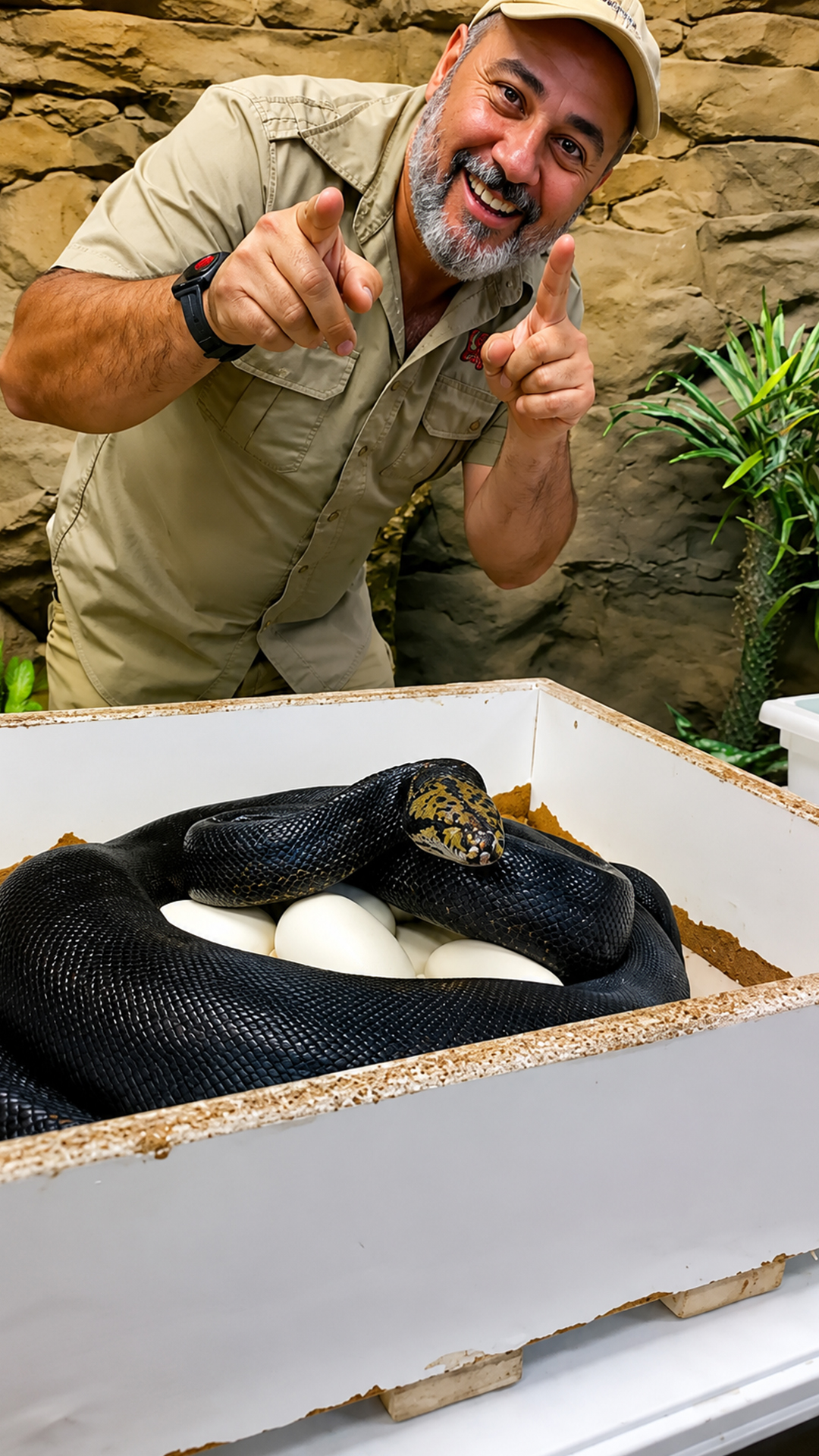 Protective python strikes the second anyone reaches for her rare clutch