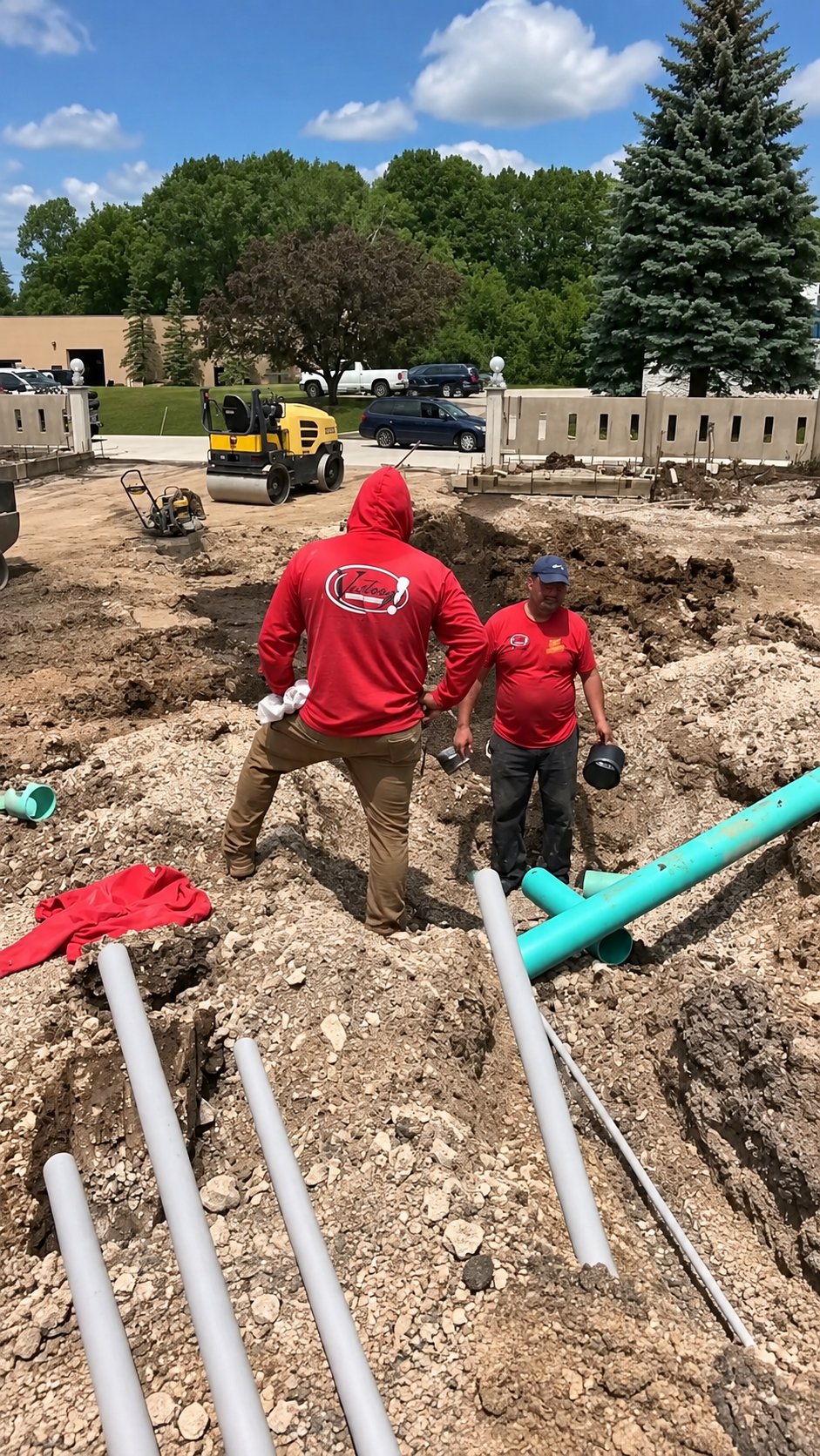 Conduit installation on a job site