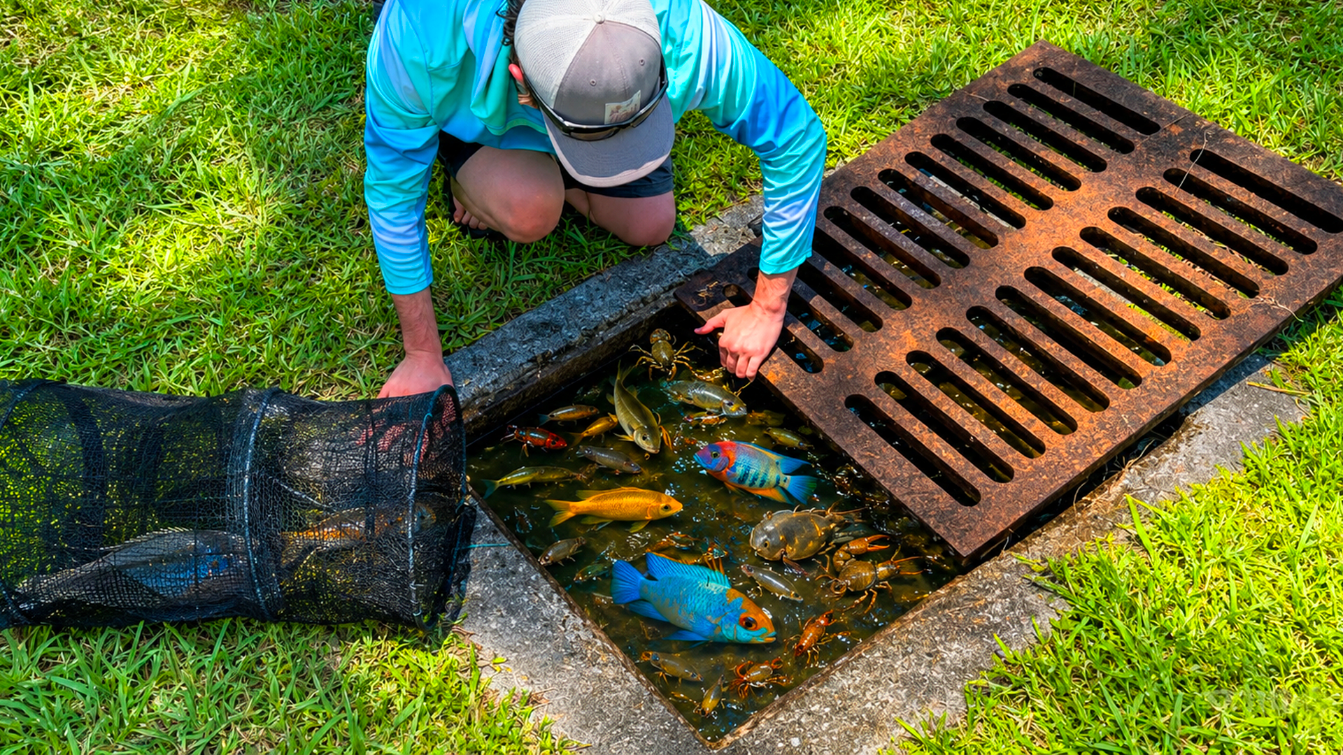 Catching exotic fish with a fish trap