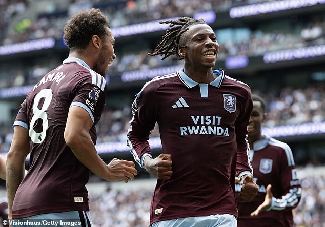 Johna Manzambi scored his first Villa goal following an error from Spurs' Andy Robertson