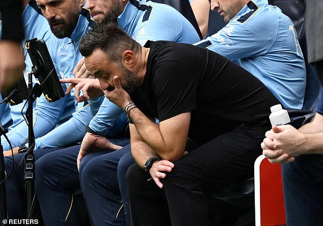 Roberto De Zerbi chose not to address his players after defeat by Aston Villa - instead opting to berate them in the press