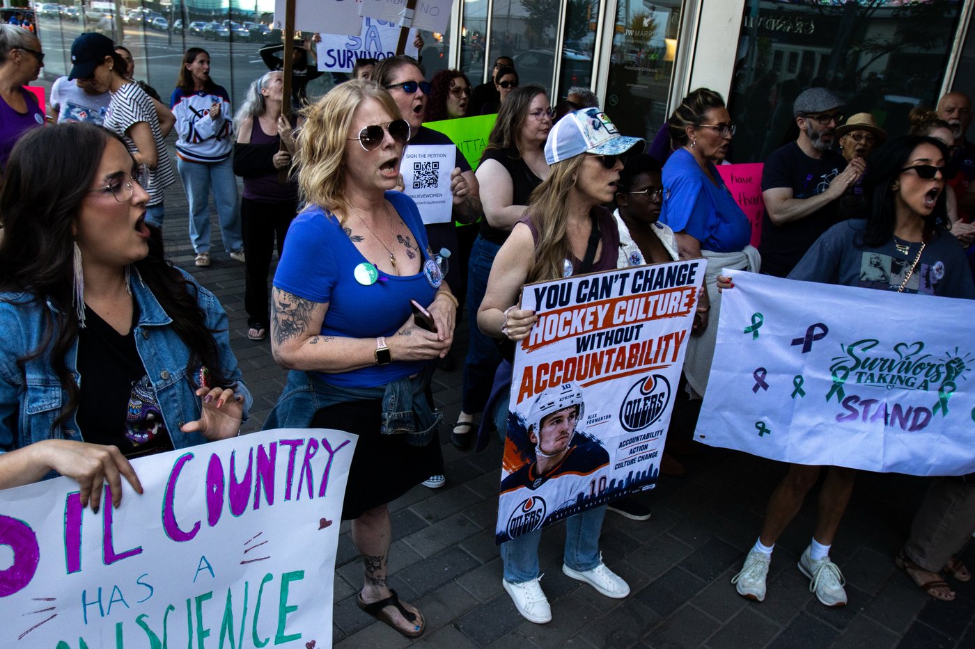 Fans have pleaded: Protesters against Formenton gather before Oilers ...