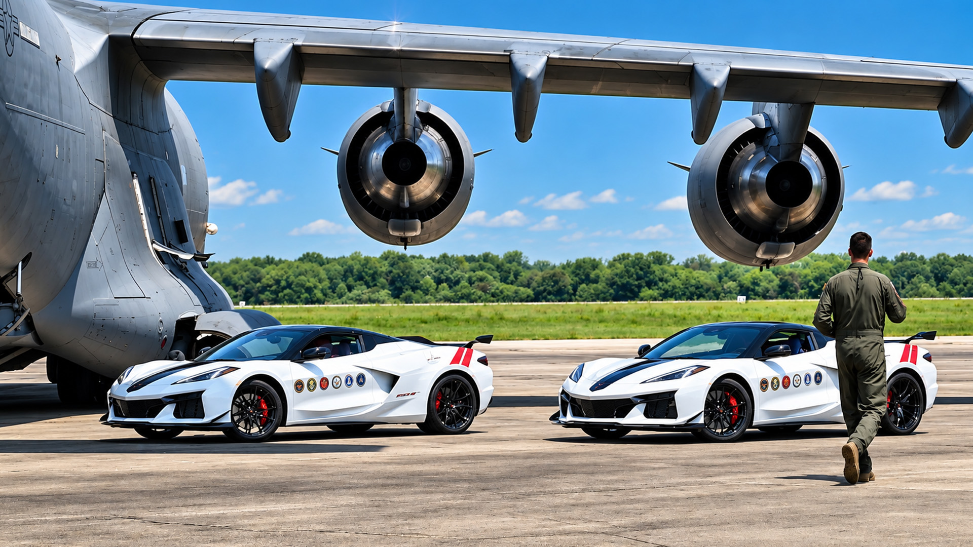 Luchtmachtbemanning zet pace car neer op Joint Base Andrews
