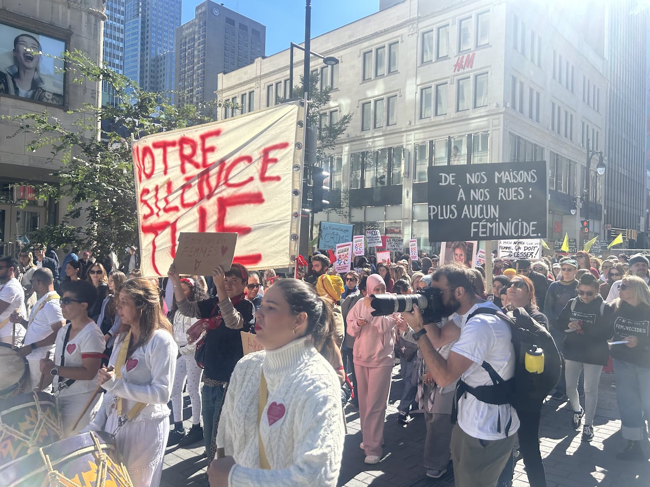 Activists march in Montreal to demand action to end violence against women