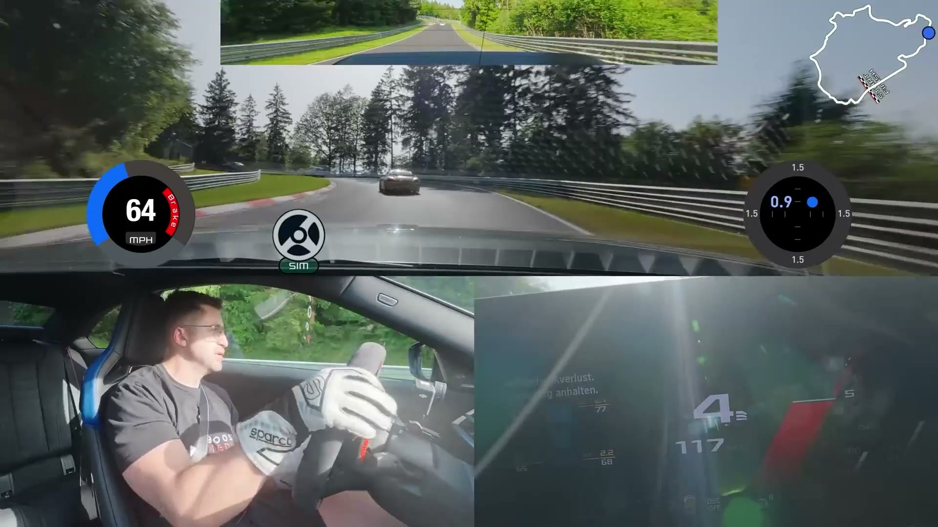 Driver catches a sudden slide on the Nürburgring