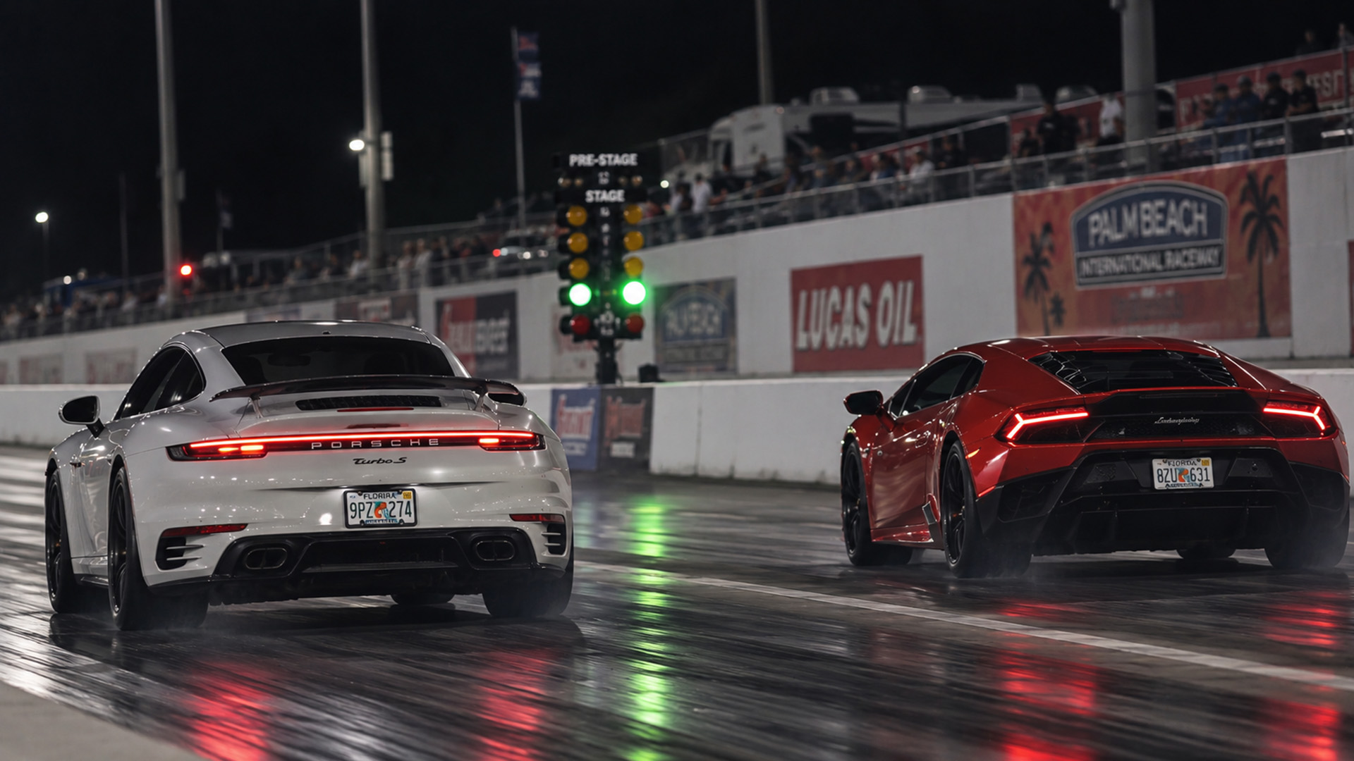 800HP manual Porsche Turbo faces Lamborghini Huracán drag race